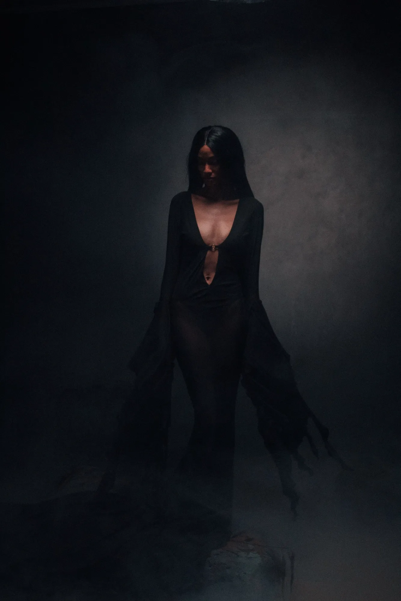 All-black lace and sheer look from Anthony Rivera’s DUNGEON FW23 collection (4)