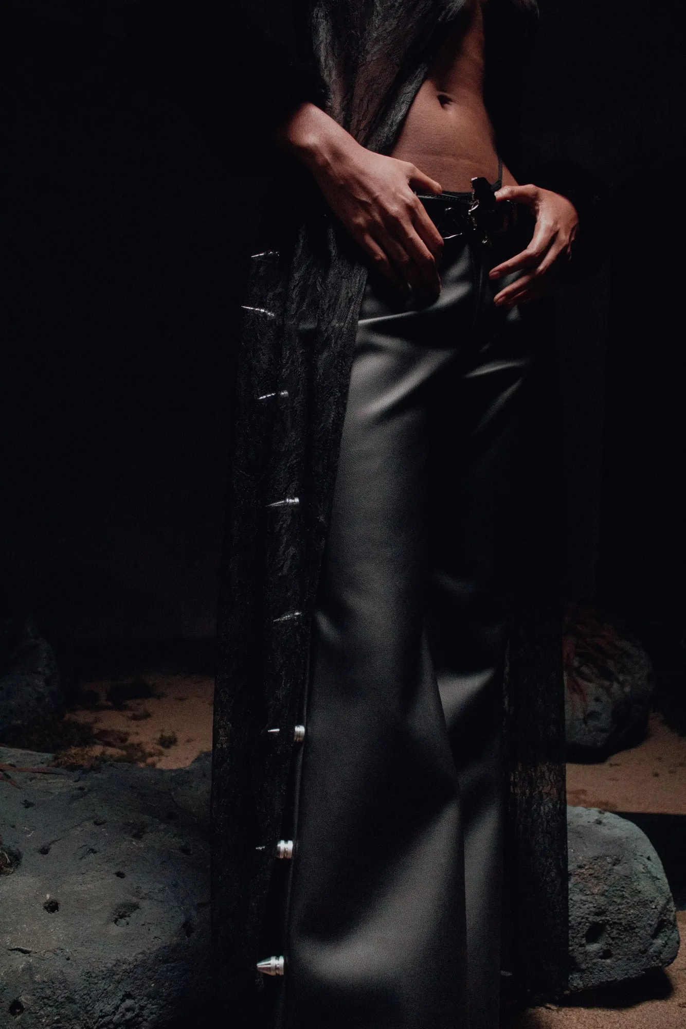 All-black lace and sheer look from Anthony Rivera’s DUNGEON FW23 collection (5)
