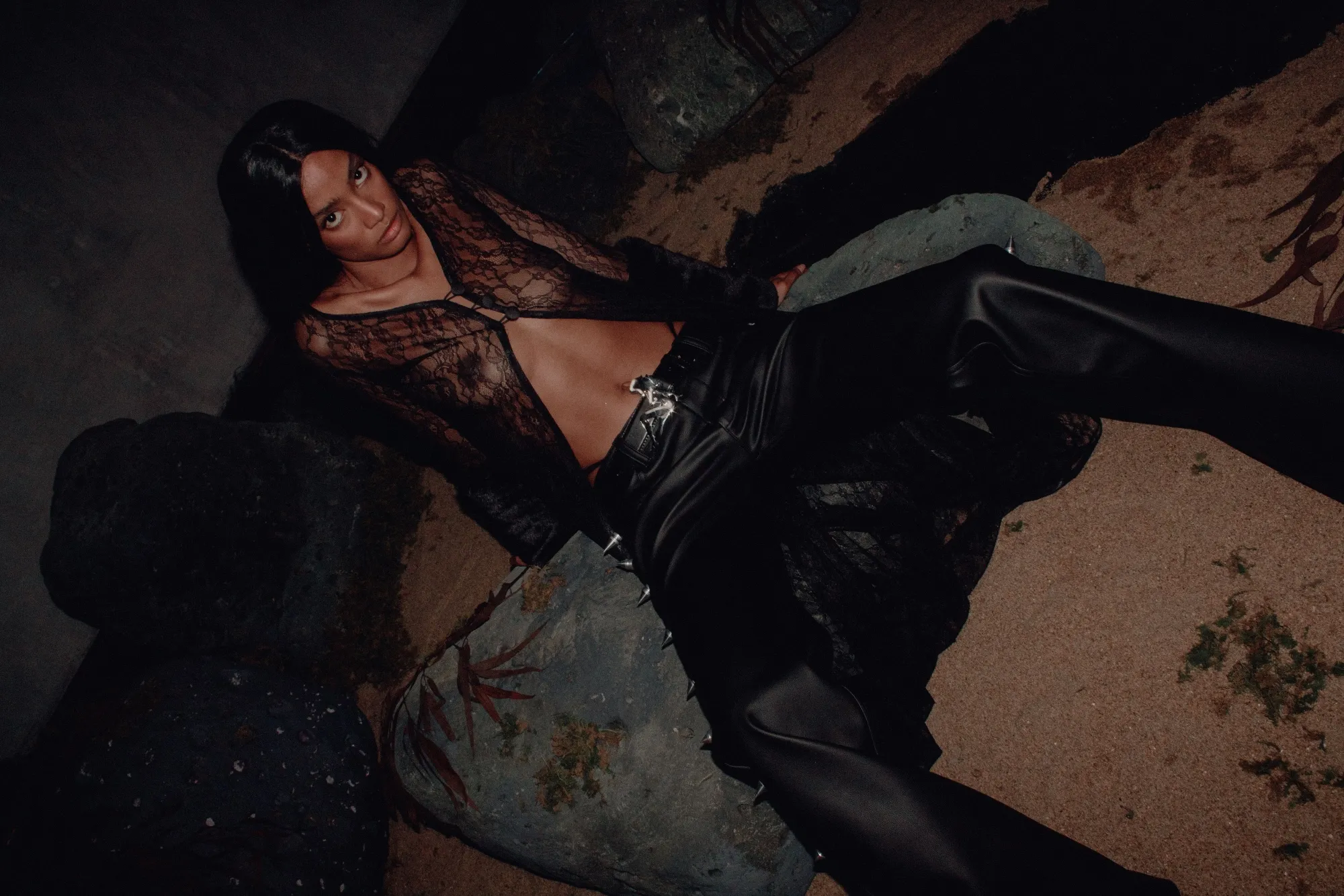 All-black lace and sheer look from Anthony Rivera’s DUNGEON FW23 collection (6)